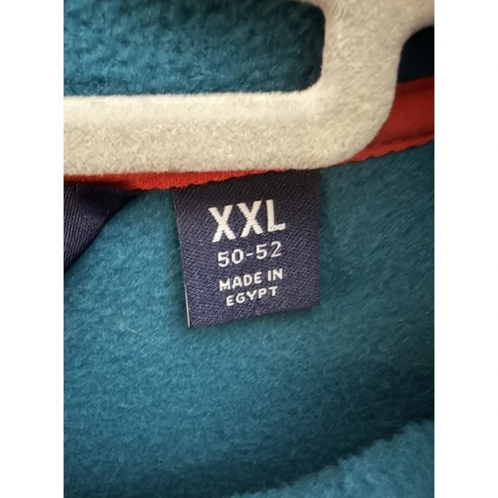 Lands'‎ End Pullover Men's XXL Heritage Fleece Snap Neck Teal/Navy Color Block